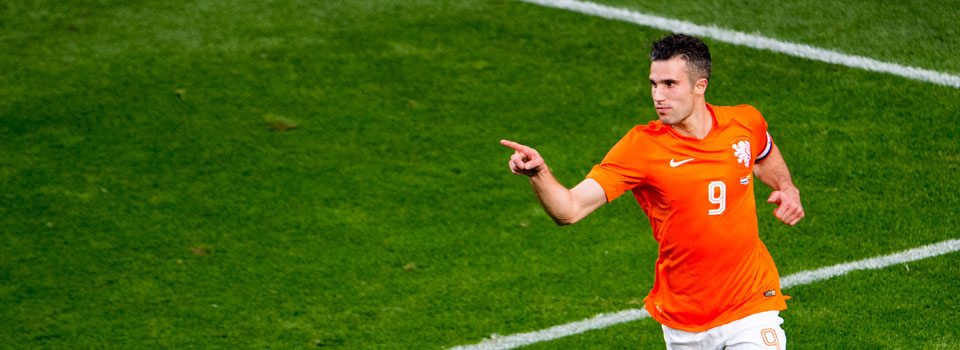 Robin van Persie na zijn doelpunt tegen Ecuador. © Pro Shots